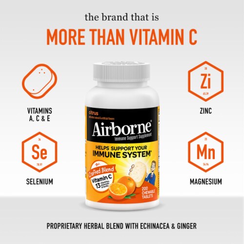Airborn®  Orange Citrus Chew Immune Support Supplement Perspective: right