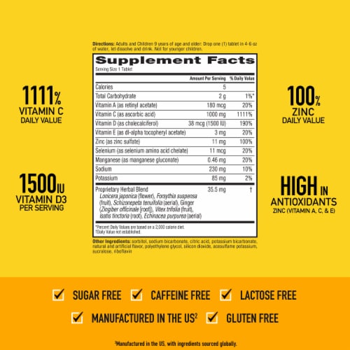 Airborne Immune Support Vitamin C Zesty Orange Effervescent Tablets Perspective: right