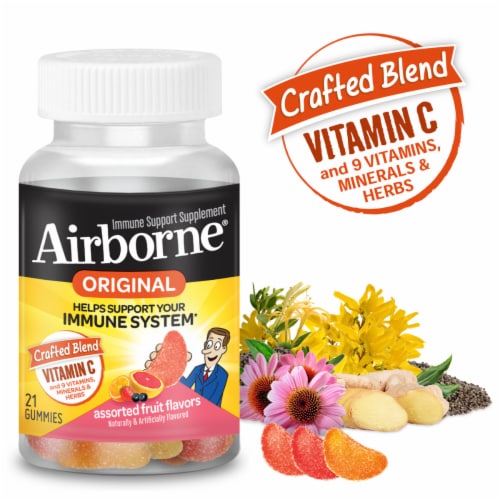 Airborne Assorted Fruit Flavored Gummies 21 ct. Perspective: right