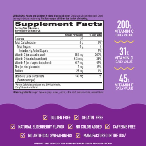 Airborne Immune Support Elderberry Flavor Gummies Perspective: right
