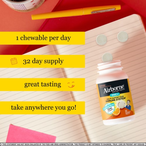 Airborne Orange Zinc + Vitamin C Immune Support Chewable Tablets Perspective: right