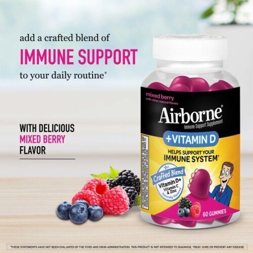 Airborne Immune Support + Vitamin D Mixed Berry Gummies Perspective: right