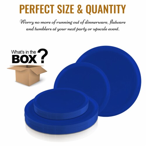 Light Blue Flat Round Disposable Plastic Dinnerware Value Set (120 Sets) Perspective: right
