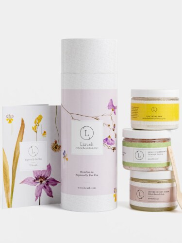 Natural Bath & body skincare products, 3 Big Jars of relaxation and beauty Perspective: right