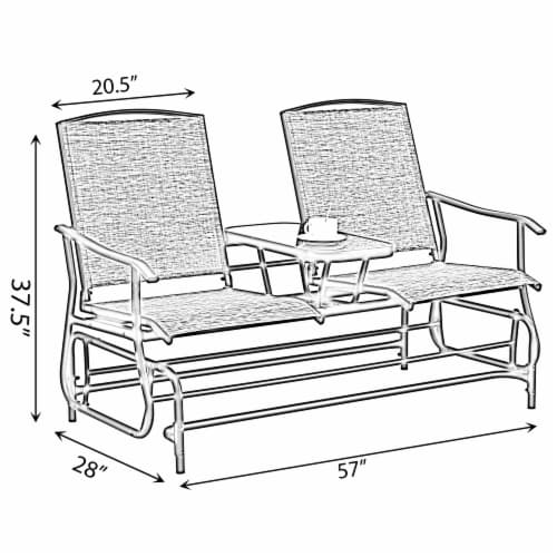 Two Person Outdoor Double Swing Glider Chair Set with Center Tempered Glass Table, Loveseat Perspective: right