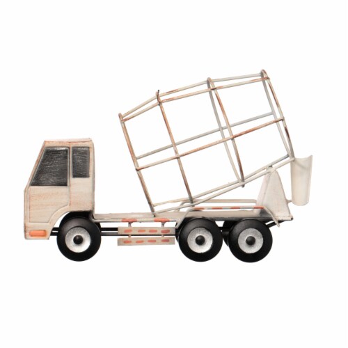 Decorative Rustic Metal White Single Bottle Cement Truck Wine Holder for Tabletop or Perspective: right