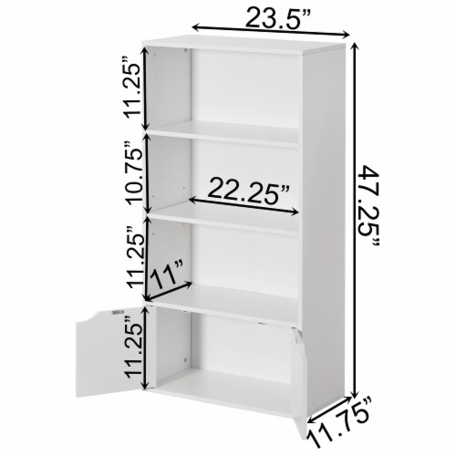 Basicwise 47 Inches Multi Purpose White 3 Tier Open Book Shelf And Bookcases Perspective: right