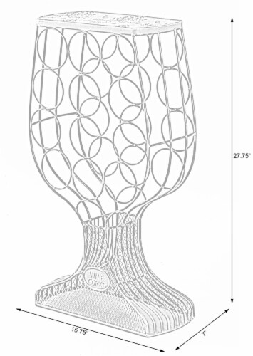 Vintage Decorative Wooden Metal Goblet Shaped Freestanding Wine Rack with Cork Holder Perspective: right