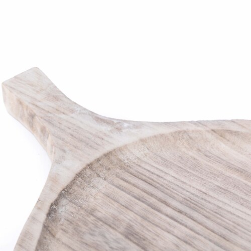 Vintiquewise QI003841 1 x 15.75 x 11 in. Wooden Leaf Shape Serving Tray Display Platter, Beig Perspective: right