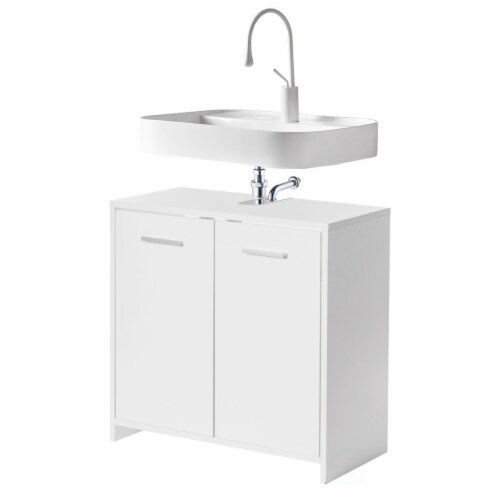 Sink Base Bathroom Vanity Cabinet 2-Door Organizer, Kitchen Storage Cabinet, White Perspective: right