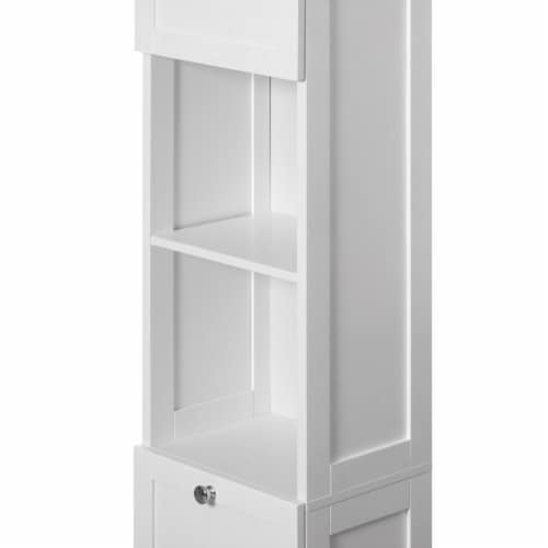 White Tall Standing Bathroom Linen Tower Storage Cabinet for Bathroom and Vanity Perspective: right