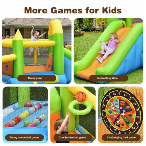 Inflatable Slide Bouncer Ball Pit Basketball Dart Game Without Blower Perspective: right