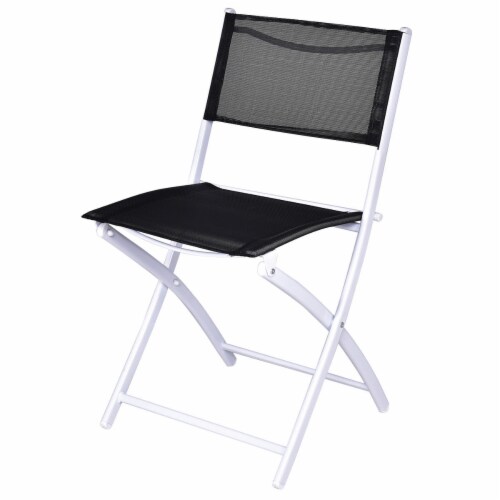 Costway 3 PCS Folding Bistro Table Chairs Set Garden Backyard Patio Furniture Black Perspective: right