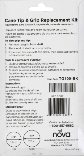 Nova Cane Tip and Grip Replacement Kit - Black Perspective: right