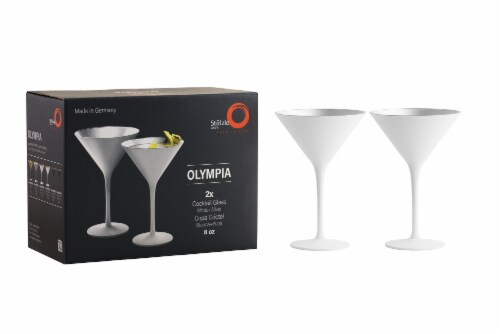 Stolzle Lausitz Olympia Cocktail Glasses - Matte White/Silver - 2 Pack Perspective: right