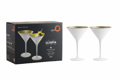 Stolzle Lausitz Olympia Cocktail Glasses - Matte White/Gold - 2 Pack Perspective: right