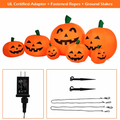 7.5' Halloween Inflatable 7 Pumpkins Patch W/LED Light Outdoor Garden Decoration Perspective: right