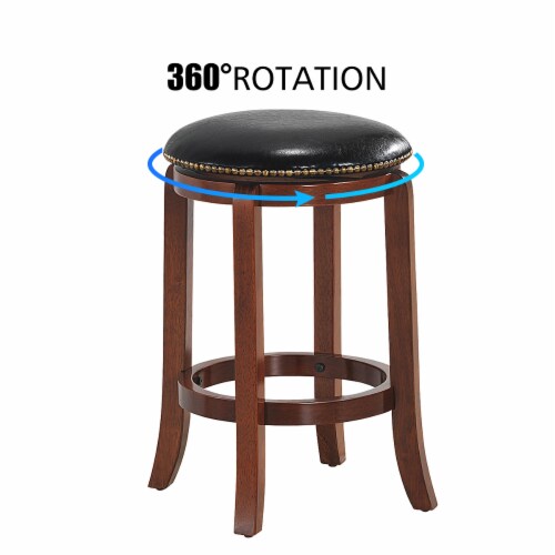 Costway 24'' Swivel Bar stool Leather Padded Dining Kitchen Pub Bistro Chair Backless Perspective: right