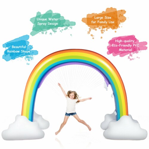 Gymax Inflatable Rainbow Sprinkler Backyard Games Summer Outside Water