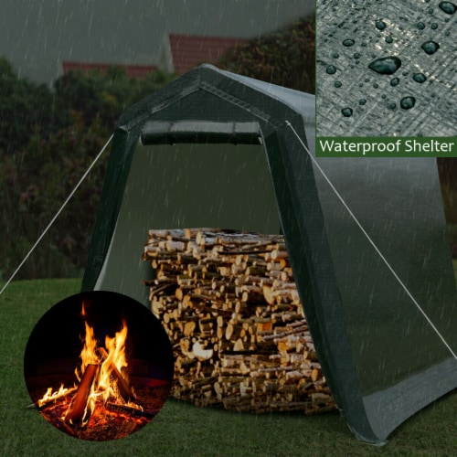 6'x8' Patio Tent Carport Storage Shelter Shed Car Canopy Heavy Duty Green Perspective: right