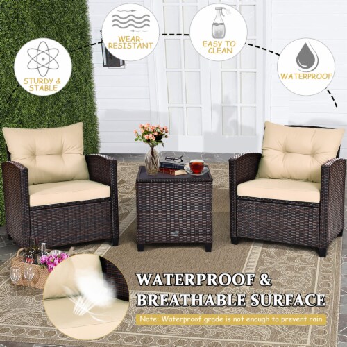 Costway 3 piece patio wicker rattan sofa set 2025