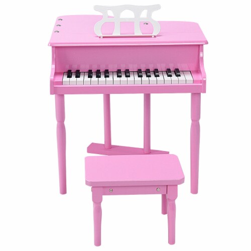 30 key Childs Toy Grand Baby Piano w/ Kids Bench Wood Pink Perspective: right