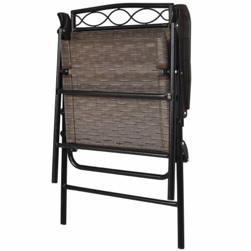 Costway 3pc bistro patio garden furniture set 2 folding chairs glass table top steel clearance