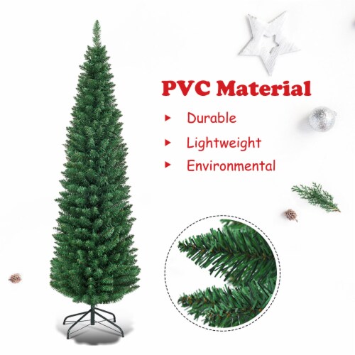 Gymax  5' Christmas Tree PVC Artificial Holiday Decor Slim Pencil Tree Metal Stand Perspective: right