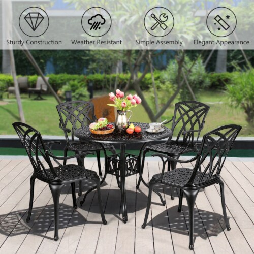 GEROJO 5-Piece Black Cast Aluminum Patio Furniture with Cushions In Random  Colors - ShopStyle Outdoor Dining Collections