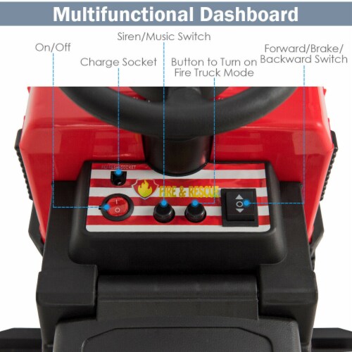 Gymax Kids 6V Ride On Fire Truck Fire Engine Battery Powered w/ Siren Perspective: right