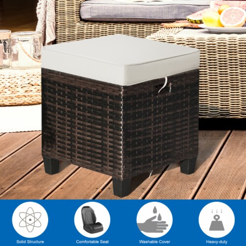 Costway 4PCS Patio Rattan Ottoman Cushioned Seat Foot Rest Coffee Table Perspective: right