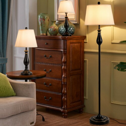 3 piece table and floor lamp set deals