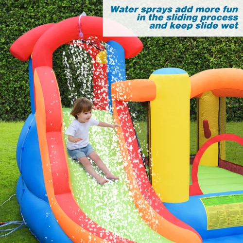 Costway Inflatable Bounce House Water Slide w/ Climbing Wall Splash Pool Water Cannon Perspective: right