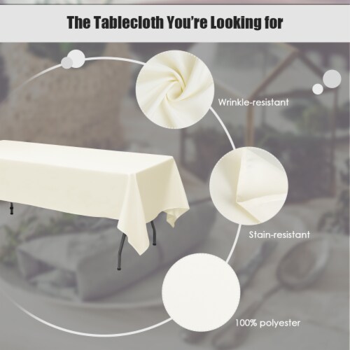 10 PCS 90'' x 156'' Rectangle Polyester Tablecloth For Home Wedding Restaurant Party Ivory Perspective: right