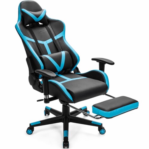 Gymax Massage Gaming Chair Reclining Racing Chair High Back w/Lumbar Support Footrest Perspective: right