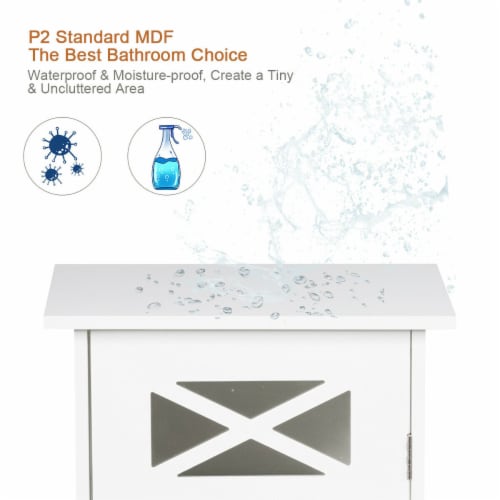 Bathroom Cabinet Free Standing Storage Side Table Organizer Adjustable Shelf Perspective: right