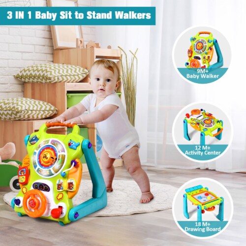 Costway 3 in 1 Sit to Stand Learning Walker Kids Activity Center Perspective: right