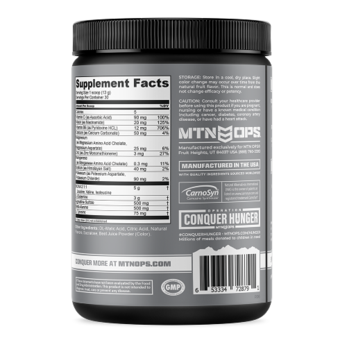 MTS OPS BCAA Essential Amino Acids Strawberry Dragonfruit Exercise Drink Mix Perspective: right
