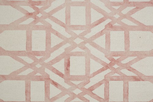 Feizy Rugs Lorrain Geometric Patterned Wool Area Rug - Blush Pink Perspective: right