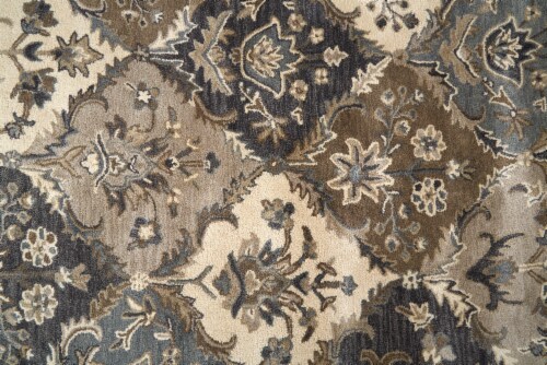 Feizy Rugs Navy/Gray/Beige Eaton Diamond Floral Persian Wool Accent Rug Perspective: right