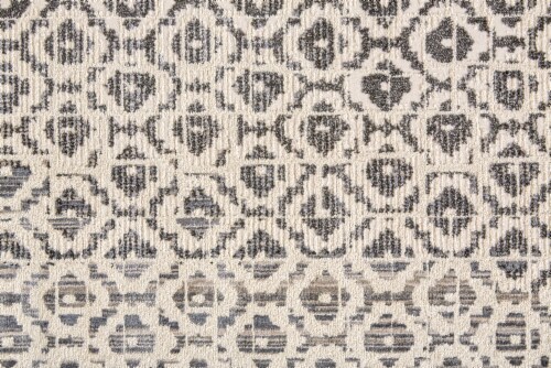 Feizy Rugs Kano Distressed Geometric Floral Area Rug - Charcoal Gray/Ivory Perspective: right