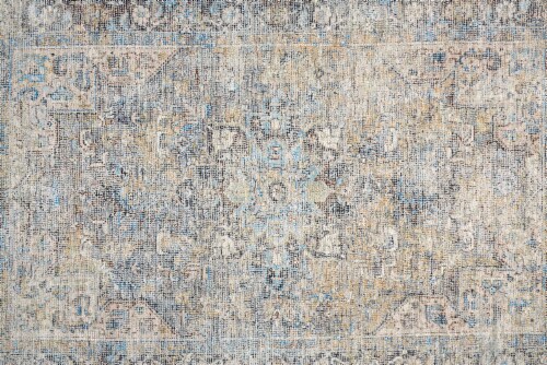 Feizy Rugs Blue/Light Gray Caldwell Vintage Space Dyed Wool Accent Rug Perspective: right