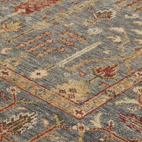 Feizy Carrington Traditional Oushak Runner Rug - Flora/Fauna/Blue/Rust Perspective: right