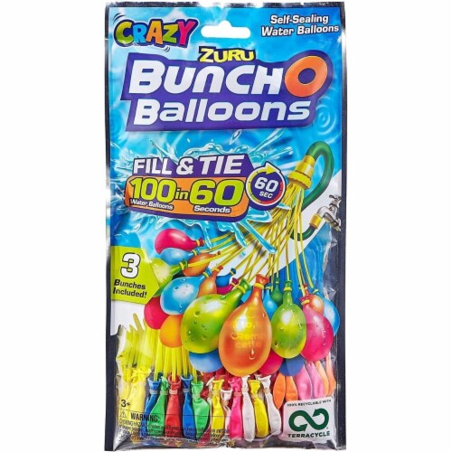 Water Balloon Rapid Fill & Tie 3pk 300ct Crazy Color Pool Party Battle Fun Zuru Perspective: right