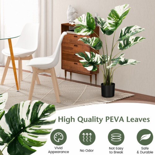 4FT Artificial Monstera Deliciosa Tree 2-Pack Fake Plant Faux Tree for Decor Perspective: right