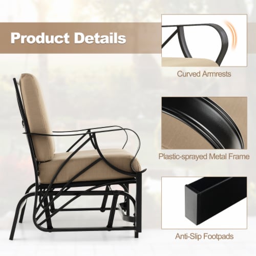 Patio Glider Chair Outdoor Metal Glider w Seat Back Cushions Backyard Poolside 1 unit Kroger
