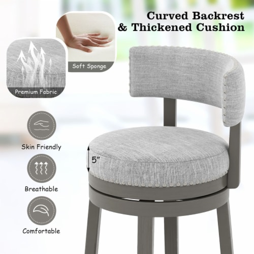 Round Cushion Domestic Hardwood Backless Swivel Bar Stool with Smooth Legs