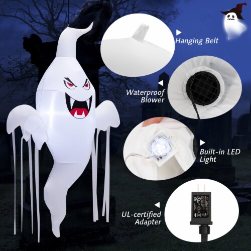 Costway 5 FT Tall Halloween Inflatable Hanging Ghost Blow-up Yard Decoration w/LED Light Perspective: right