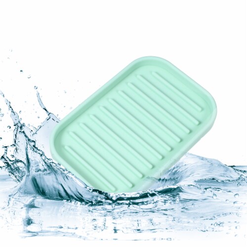 VOCOSTE Soap Cleaning Storage Keep Dry Home Bathroom Kitchen Silicone Soap Dish Perspective: right