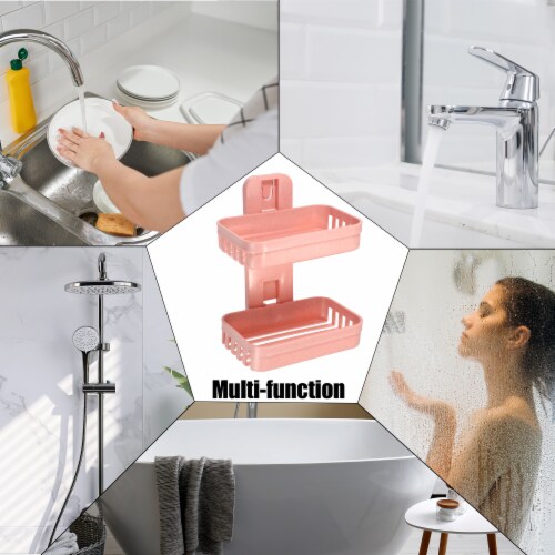 VOCOSTE Plastic Keep Soap Dry Drill Free Soap Holder for Home Bathroom Kitchen Perspective: right